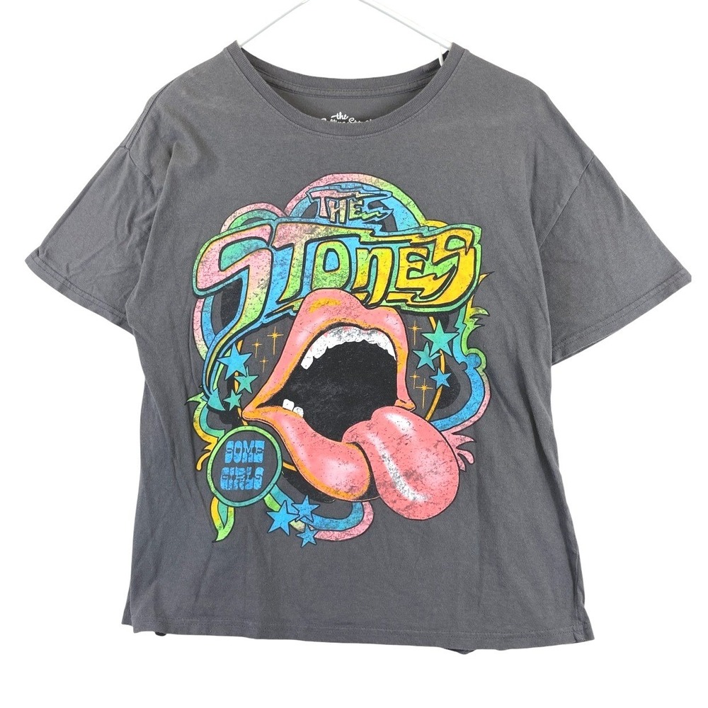 The Rolling Stones Graphic Band T Shirt Womens XL Gray Short Sleeve Rock Concert